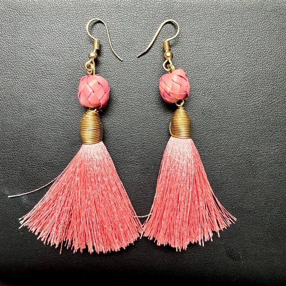 Pink Tassel drop earrings - Picture 1 of 2